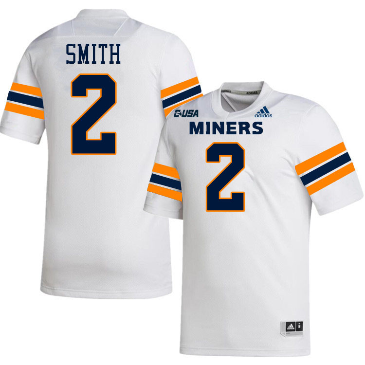 #2 Xavier Smith UTEP Jersey,UTEP Miners College Football Jersey,Uniforms-White